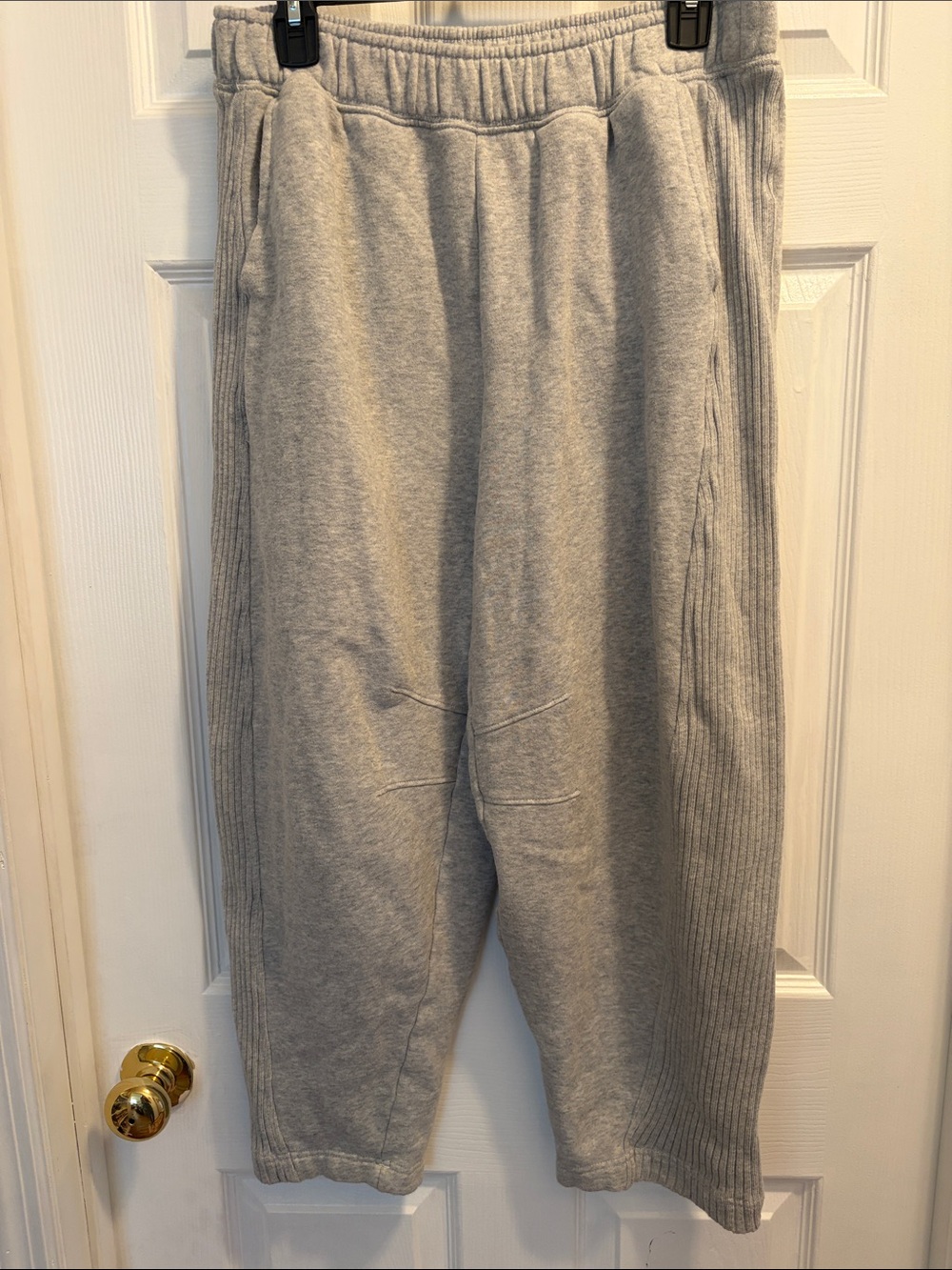 aerie Gray Wide-Leg Ribbed Sweatpants